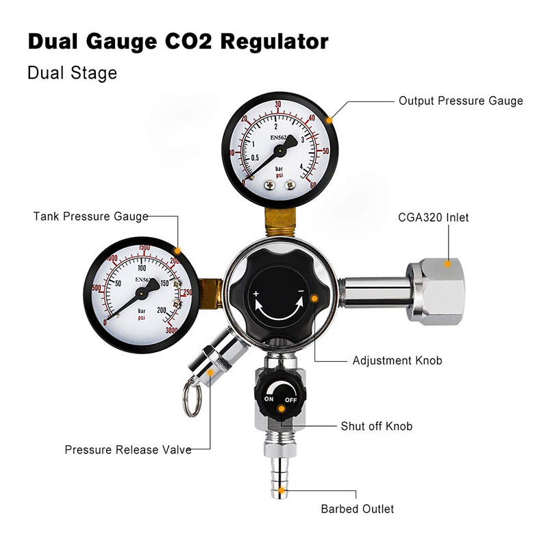 Regulator Tekanan Bir Draft CO - Co2 Regulator Dual Stage ulasan dan harga